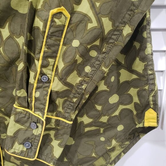 J.Crew Button Up Shirt Floral Camo Retro Country Western Cowgirl Green Womens XS - Picture 4 of 11